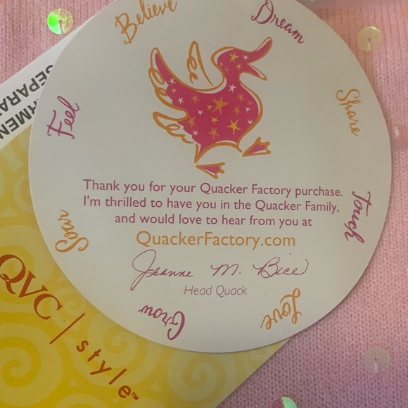 Quacker Factory NWT Sweater Light Pink Iridescent Sequins Mock Turtleneck Soft - Picture 4 of 9